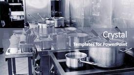  Presentation with restaurant kitchen - Beautiful PPT theme featuring induction - typical kitchen of a restaurant backdrop and a gray colored foreground