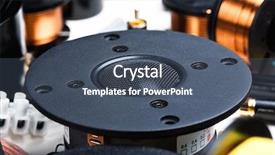  Presentation with speaker - Audience pleasing PPT layouts consisting of closeup of crossover speaker part backdrop and a ocean colored foreground