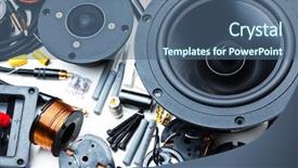  Presentation with speaker - PPT layouts enhanced with closeup of crossover speaker part background and a ocean colored foreground