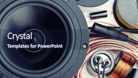  Presentation with speaker - Amazing slide deck having closeup of crossover speaker part backdrop and a navy blue colored foreground
