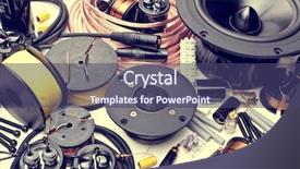  Presentation with speaker - Beautiful PPT layouts featuring closeup of crossover speaker part backdrop and a violet colored foreground