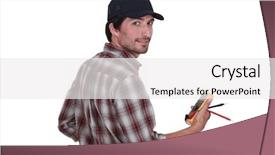  Presentation with checks - Presentation theme having inductor - electrician making safety checks background and a white colored foreground