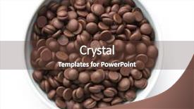  Presentation with white chocolate - Slide deck having indulge - tasty chocolate morsels in bowl background and a tawny brown colored foreground