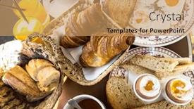  Presentation with fresh fruits and leafty greens - PPT layouts featuring indulge-in-a-breakfast-spread background and a coral colored foreground