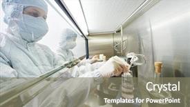  Presentation with laboratory - Audience pleasing PPT theme consisting of industral - workers in protective uniform backdrop and a gray colored foreground