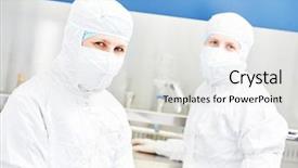  Presentation with laboratory - Slide set featuring industral - workers in protective uniform background and a light gray colored foreground