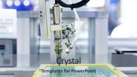  Presentation with arm robot - PPT layouts featuring industria 4 0 - industrial machine and factory robot background and a light blue colored foreground