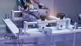  Presentation with robot arm - Cool new slides with industria 4 0 - industrial machine and factory robot backdrop and a ocean colored foreground