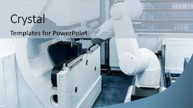  Presentation with robotic arm - Slide deck with industria 4 0 - robotic arm machine tool background and a light blue colored foreground