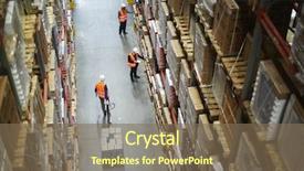  Presentation with tall - PPT layouts featuring industrial - above view of warehouse workers background and a violet colored foreground