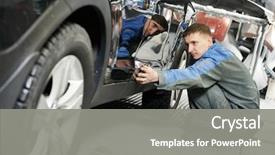  Presentation with auto industry - Slide deck consisting of industrial - auto repairman worker in automotive background and a gray colored foreground