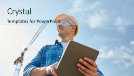  Presentation with building construction - Theme featuring industrial - business building industry technology background and a sky blue colored foreground