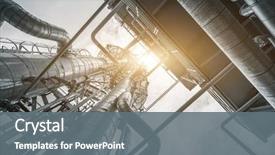  Presentation with refinery - Audience pleasing PPT theme consisting of industrial - equipment and pipeline in oil backdrop and a gray colored foreground