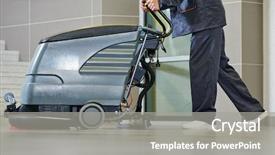  Presentation with cleaning - Audience pleasing presentation theme consisting of industrial - floor care and cleaning services backdrop and a gray colored foreground