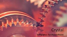  Presentation with gear wheels - Presentation theme featuring industrial - gear wheels close-up background and a red colored foreground