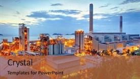  Presentation with petrochemical - Colorful slide set enhanced with industrial - glow light of petrochemical industry backdrop and a red colored foreground