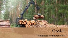  Presentation with renewable energy - Theme with industrial - harvester working in a forest background and a coral colored foreground