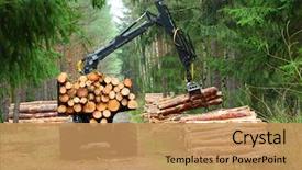 Presentation with renewable energy - Presentation theme consisting of industrial - harvester working in a forest background and a coral colored foreground