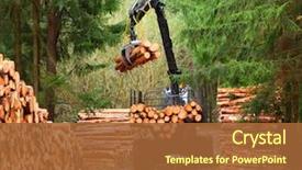  Presentation with industrial wood - Beautiful PPT theme featuring industrial - lumberjack with modern harvester working backdrop and a red colored foreground