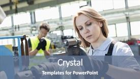  Presentation with machinery - Audience pleasing slide deck consisting of industrial - mature female worker working backdrop and a ocean colored foreground