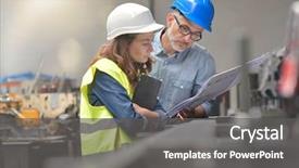  Presentation with industry - Audience pleasing PPT theme consisting of industrial - metal industry manager and engineer backdrop and a gray colored foreground