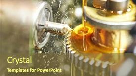  Presentation with gear - Cool new PPT theme with industrial - metalworking industry tooth gear cogwheel backdrop and a tawny brown colored foreground