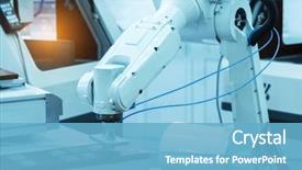  Presentation with manufacturing process - Slides featuring industrial - microchip production factory technological process background and a light blue colored foreground