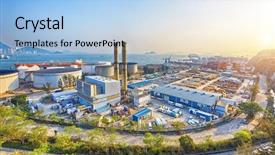  Presentation with power industry - Colorful PPT theme enhanced with industrial - petrochemical industry on sunset hong backdrop and a light blue colored foreground