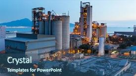  Presentation with petrochemical - Slide set enhanced with industrial - petrochemical industry on sunset background and a ocean colored foreground