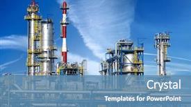  Presentation with refinery - PPT theme consisting of industrial - petrochemical plant oil refinery factory background and a teal colored foreground