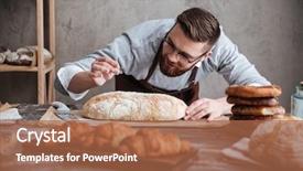  Presentation with bread - Presentation theme consisting of industrial - picture of young concentrated man background and a red colored foreground