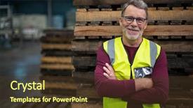  Presentation with factory - PPT layouts enhanced with industrial - portrait of male factory worker background and a tawny brown colored foreground