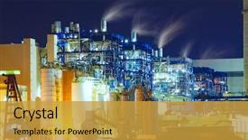  Presentation with industrial power - Presentation featuring industrial - power station at night background and a gold colored foreground
