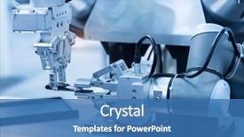  Presentation with robot arm - Amazing presentation theme having industrial - robot arm smart factory industry backdrop and a teal colored foreground