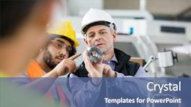  Presentation with industry - Amazing slides having industrial - supervisor and manual worker discussing backdrop and a ocean colored foreground