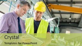  Presentation with digital industry - Theme having industrial - supervisor and manual worker using background and a yellow colored foreground