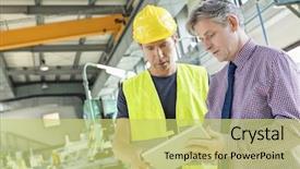  Presentation with digital industry - Amazing theme having industrial - supervisor and manual worker using backdrop and a yellow colored foreground