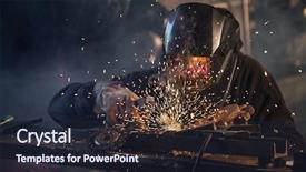  Presentation with welding - Audience pleasing presentation design consisting of industrial - welding work backdrop and a wine colored foreground