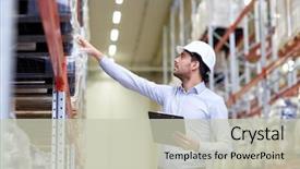  Presentation with export - Cool new PPT theme with industrial - wholesale logistic business export backdrop and a soft green colored foreground