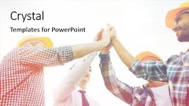  Presentation with partnership - Presentation theme having industrial 5s - business building partnership gesture background and a white colored foreground