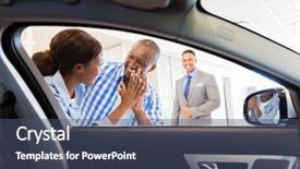  Presentation with car buying - Beautiful theme featuring industrial 5s - excited african couple backdrop and a ocean colored foreground