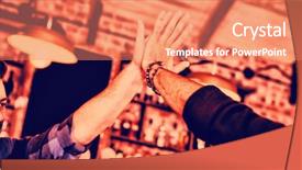  Presentation with giving - Presentation theme having industrial 5s - two young men giving high background and a coral colored foreground