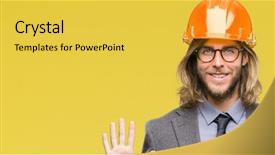  Presentation with architec - Colorful slide deck enhanced with industrial 5s - young handsome architec man backdrop and a  colored foreground