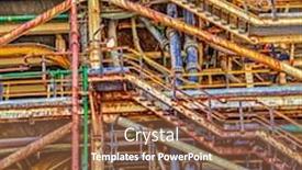  Presentation with aging - Slide set with jumble - industrial aging pipes maze background and a tawny brown colored foreground