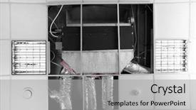  Presentation with conditioner - Cool new PPT theme with industrial air conditioner mounted backdrop and a light gray colored foreground