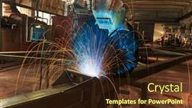  Presentation with welding - Audience pleasing PPT theme consisting of industrial arc welding work backdrop and a tawny brown colored foreground