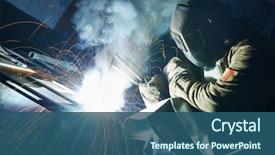  Presentation with welding - Presentation design consisting of industrial arc welding work background and a ocean colored foreground