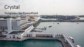  Presentation with singapore - Slide set having industrial areas of singapore port background and a white colored foreground