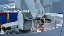  Presentation with industrial automation - PPT layouts consisting of industrial automation - controler of robotic hand background and a seafoam green colored foreground