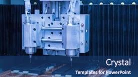  Presentation with industrial robot arm - Presentation theme having industrial automation - robot arm in a factory background and a ocean colored foreground